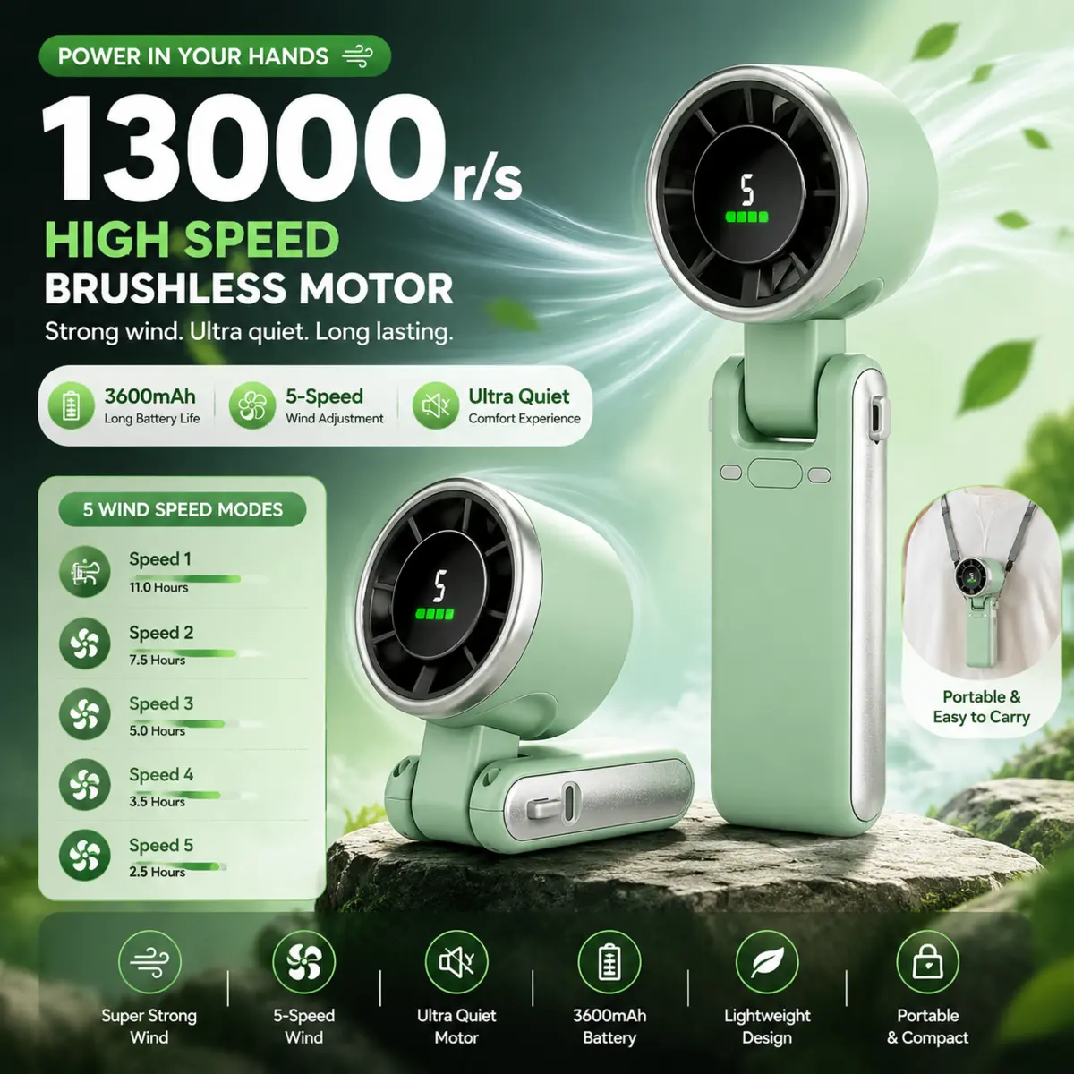 Rechargeable Turbo Fan